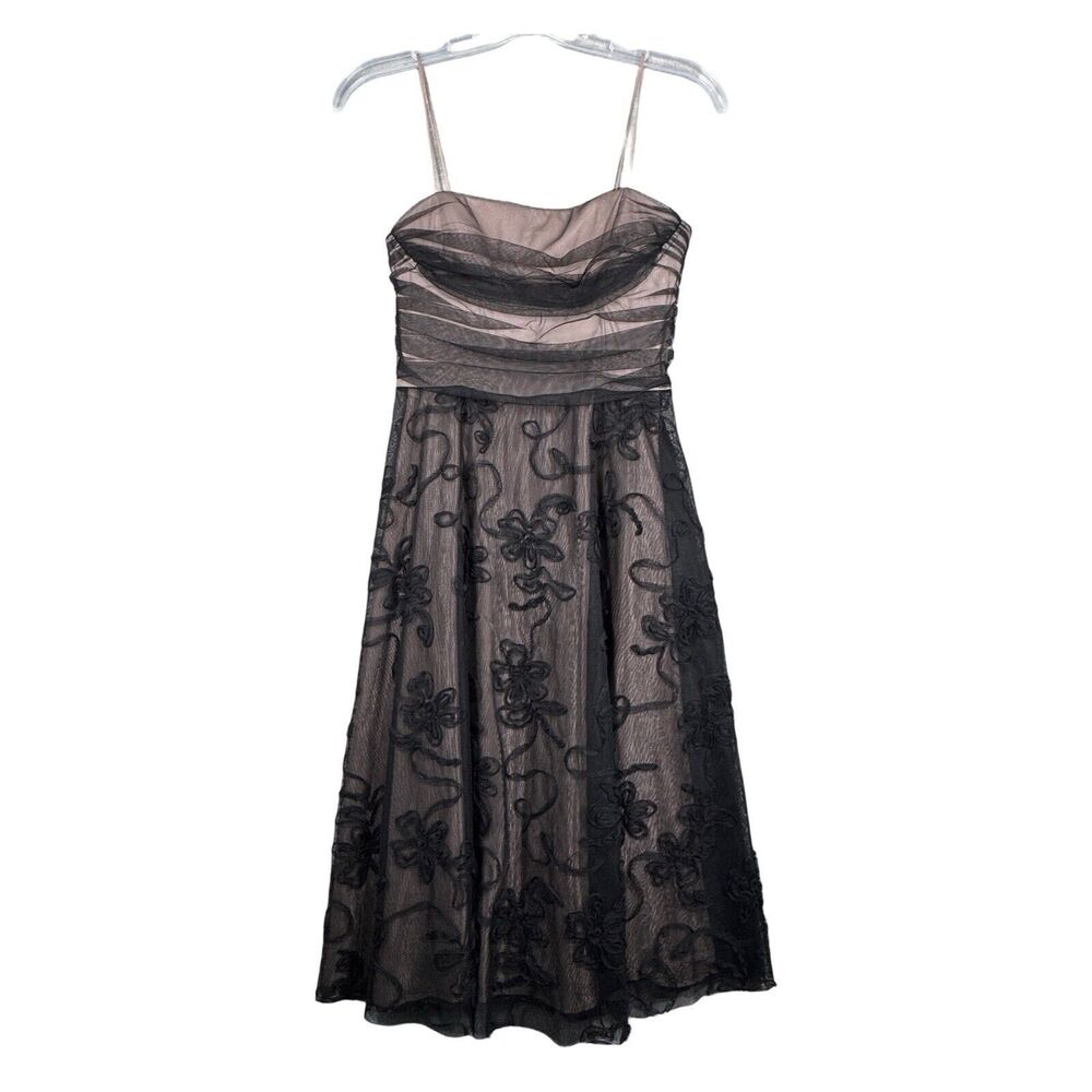 Jessica Howard Dress Womens 12 Black Illusion Lace Dark Fairy Balletcore Retro